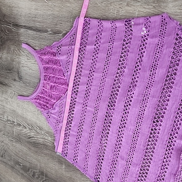 We the Free People Crochet Open Mesh High Low High Neck Tank Top XS - Picture 2 of 7